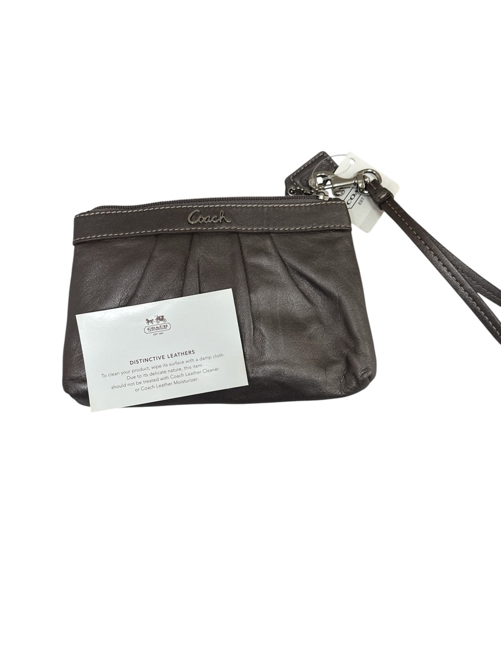 Y2K NWT Coach Leather Wristlet Clutch in Graphite